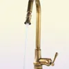 Europe Antique Brass Mixer Pull Out and Cold Water Tap Sink Swivel 360 Degree Mixer Pull Down Kitchen Faucets Single Hole T2005450652