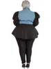 Grande taille deux pièces tenue solide Patchwork manches bouffantes Leggings ensembles mode correspondant costume Whol 3xl 4xl 5xl 6xl 240111