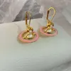 Vivianeism Westwoodism Boucles d'oreilles boucles d'oreilles colorées émail coloré perle stéréoscopique Saturne Moucles d'oreilles Petites personnes Luxe Luxury Premium Earhook Women's Fashion