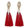 أقراط Dangle Bohemian Red Long Tassel Drops Handmade Drops for Women Artring Encling Fashion Modern Jewelry MRS Win