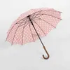 Guarda-chuvas Polka Dot Guarda-chuva Chuva Mulheres Elegante Luxo Curvo Lidar Com Guarda-chuva Longo Proteção UV Viagem Golf Sol Guarda-sóis Parasol YQ240112