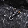 Pendant Necklaces Mprainbow Mens Geometric Charm Black Beaded Tier Eye Stone With Square Sweater Chain Collar Gifts For Him