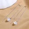 Dangle Oorbellen Koreaans Zilver Kleur Zirkoon Hanger Glanzende Geometrische Lange Tassel Drop Earring Voor Vrouwen Meisje Oorlijn Trend Sieraden Geschenken