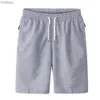 Mäns shorts last shorts elastisk midja alla matchar tunna lösa fickor outwear polyester fast färg sommar fitness strand sweatpantl240111