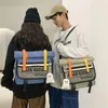 ファッションハイキャパクトイビンテージバックパック男の子用ギルズカジュアルメッセンジャークロスボディバッグのための日本の多機能学校バッグ240112