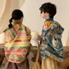 Jaquetas crianças capa 2024 inverno coreano colorido com capuz para meninos e meninas estilo estrangeiro solto grosso quente casaco casual