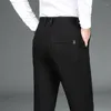 Pantalons pour hommes 2024 printemps haute qualité fibre de bambou mince droit décontracté style classique noir affaires stretch pantalon mâle marque