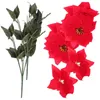 Decoratieve bloemen 2 stuks Kerst Poinsettia Pick Rode Poinsettia Bloemenstruiken Bloemen Accessoires Voor Kerstfeest