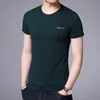Summer Brand Tops Round Neck T -shirt för män 95% bomull 5% spandex vanlig bulk kort ärm casual mode mens kläder 240111