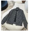 Runway Designer Plaid Tweed Jacket Autumnwinter Vintage Luxury Turn Donw Collar Loose Coat Women Clothing 240112