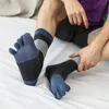 5 Pairs Man Finger Socks Short Cotton Solid Business Striped Soft AntiBacterial Breathable Toe Happy Four Seasons 240112