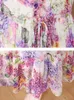 Boho Floral Silk Vneck Bandage Long Dress Womens Elegant Casual Fancy Autumn Korean Fashion BodyCon Party Vestidos 240111