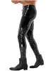 Schwarze Lackleder-Strumpfhose für Herren, Motorradfahrer, dünne Hose mit Zwei-Wege-Reißverschluss im Schritt, männliche Motorrad-Leggings 240111
