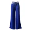 Pantalones para mujer 2024 cintura alta acampanada moda de verano oficina pantalones para mujer elegante entrecruzado parche de malla transparente ropa casual para mujer