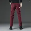 Pantalon homme velours côtelé élasticité décontracté automne hiver mode affaires régulières pantalon droit marque vin rouge kaki