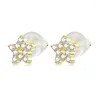 Stud Earrings Sterling Silver S925 Sparkling Silicone Earplugs Fashion Geometric Square Star Zircon Ladies