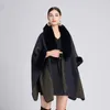 Szaliki mody kobiety dzianiny faux fur płaszcz luźne peleryny kardiganowe duże zewnętrzne peleryny femme poncho zimowe jesienne echarpes