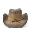 36 Stlye 100% Cuero Hombres Sombrero de Cowboy del Oeste para Caballero Papá Vaquera Sombrero Hombre Gorras Tamaño grande XXL cabeza grande 240111