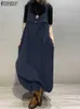 Kobiety kombinezony rompers Zanzea Women Corduroy Rompers Autumn Vintage Jumpsuits kombinezon moda luźne szerokie spodnie nóg swobodne krople długie spodnie 240111
