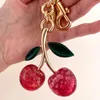 Key Keychain Crystal Cherry Style Red Womens Car Fashion Accessories Fruwn Strawberry Apple Handbag Decoration 240304