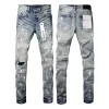 Designer Amirs Mens Jeans Roxo Jeans High Street Hole Star Patch Homens Mulheres Amirs Estrela Bordado Painel Calças Stretch Slim-Fit Calças Calças EUA Tamanho Atacado