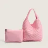 Venetaabottegas Small Handmade Woven Bag Large Capacity Tote Bag Simple Handheld Women's Bag Single Shoulder Underarm Bag Nylon Fabric Mother and Child Bag