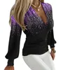 Blouses Femmes Femmes Chemisier Élégant Bureau Lady Tops Col En V Strass Dentelle Chemise Avec Taille Plissée Slim Fit Printemps Automne Mode