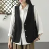 Coletes femininas de algodão mulheres colete 2024 cor sólida v pescoço cardigan outono primavera bolsos finos retro moda solta casual tank tops feminino