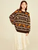 Jacquard ronde hals trui paar winter verdikking losse retro fashion casual college stijl top 240112