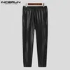 INCERUN Hommes Sexy Skinny Pantalons Solides Mode Confortable Stretch En Cuir Pantalon Long Streetwear Allmatch Pantalon Simple S5XL 240111