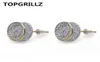 TOPGRILLZ Gold Silver Color Iced Out Cubic Zircon Round Stud Earring With Screw Back Buckle Men Women Hip Hop Jewelry Gifts5396829