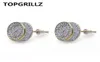 TOPGRILLZ-pendiente redondo de circonita cúbica para hombre y mujer, Color dorado y plateado, con hebilla trasera de tornillo, joyería de Hip Hop, regalos 5396829