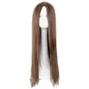 Черный парик Fei-Show Синтетические термостойкие длинные прямые средние части костюма Косплей волосы 26 дюймов Салон Партии Шиньоны 240111