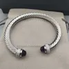 Princess Classics Amethyst Justerbar armband Kabel Bangle Armband Toapz Charm Sliver med designer Fashion Jewelry Color 7mm Women S85R