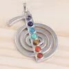 Pendentif Colliers Plaqué Argent Naturel 7 Chakra Quartz ReiKi Pierre Perles Symbole D'énergie Guérison Cristal Balance Divination Bijoux