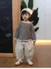 Pullover trendig design barn kläder tröja koreanska lösa mode barn lång ärm toppar pullover crewneck girl boy blus 1-6 agel2401