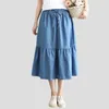 Skirts Denim Skirt Casual Slim Mid Waist A-line Pleated Designer Clothes Women Luxury Lace Up Splicing Midi 2024 Fashion