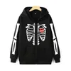 Heren Hoodies Vintage Skeleton Print Rits Sweatshirt Y2K Gothic Bone Grafisch Unisex Zip Up Hoodie Herfst Streetwear Harajuku Dames Hoody