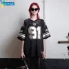 YICIYA T-Shirt Y2K Crop Top Damen Koreanische Mode Übergroßes T-Shirt mit V-Kragen Kurze Ärmel Vintage-Blusen T-Shirt T-Shirt T-Shirt 90er Jahre 240111