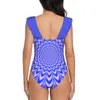 Kobiety stroju kąpielowego w niebiesko -różowym stroju kąpielowym One Piece Wysokiej jakości wydrukowane push up Monokini Summer Bathing Suit