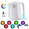 Nachtlichter Brelong Toilettenlicht LED-Lampe Smart Badezimmer Menschliche Bewegung aktiviert Pir 8 Farben Matic RGB-Hintergrundbeleuchtung für Bowl Drop Del Dhkol