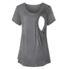 Womens Pregnant Maternity Clothes Nursing Tops Breastfeeding Tshirt Pregnancy Tees Soild Colour Summer Shirt 240111