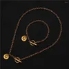 Ensemble collier et boucles d'oreilles Style MinaMaMa, chaîne en acier inoxydable avec lettre initiale pour femme, ensembles de bracelets