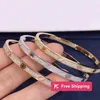 Bangle Luxe Top Fijn Merk Puur 925 Sterling Zilveren Sieraden voor Vrouwen Schroevendraaier Bangle Dun Ontwerp Rose Goud Diamanten Liefde Bangle Bruiloft Verloving Schroefarmband