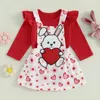 Zestawy odzieży Baby Girl Valentine S Day 2PCS Strój Romper z Haftą Suspird z haftą