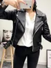 Kvinnor Spring Autumn Black Faux Leather Jackets dragkedja BASIC PLOW Turn-Down Collar Motor Biker Jacka med Belt 4 Färg 240111