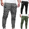 Calças masculinas casual elegante tornozelo amarrado magro fitness confortável homens profundos virilha calças de cordão para correr