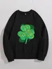 Women's Hoodies Watercolor Shamrock Sweatshirt Cute St Patricks Clover Pullovers Day Sweats Women Fashion Casual Cotton Tops