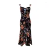 Casual Dresses Summer Woman Maxi Dress Sexy Elegant Holiday Chiffon Florals Butterfly Slip Wrap Hip Mermaid Robe Beach Boho Long Vestidos