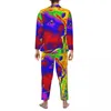 Men's Sleepwear Guinea Pig Pajama Set Colorful Animal Cute Soft Man Long-Sleeve Casual Home 2 Piece Suit Large Size